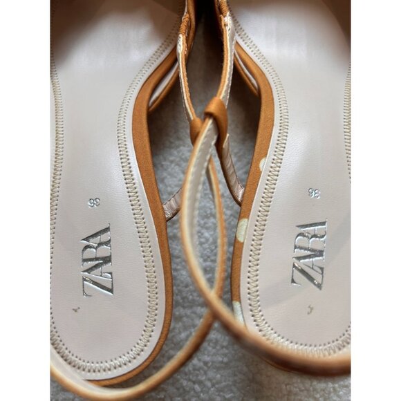 Zara yellow/orange polkadot slingback kitten heels with bows in size 36/US size - Picture 9 of 10